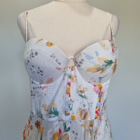 Zimmermann Belle Bustier White Floral Embroidered Eyelet Midi Dress Size 2 - Picture 6 of 11